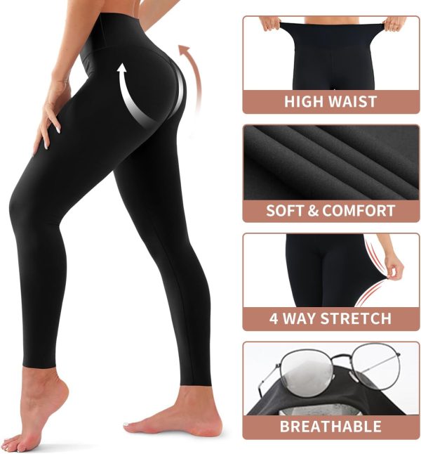 4 Pack Leggings for Women Butt Lift High Waisted Tummy Control No See-Through Yoga Pants Workout Running Leggings - Image 5
