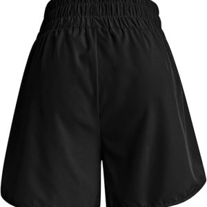 Women's Athletic Shorts High Waisted Running Shorts Pocket Sporty Short Gym Elastic Workout Shorts