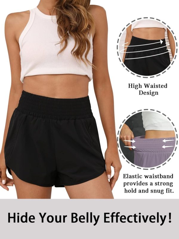 Women's Athletic Shorts High Waisted Running Shorts Pocket Sporty Short Gym Elastic Workout Shorts - Image 4