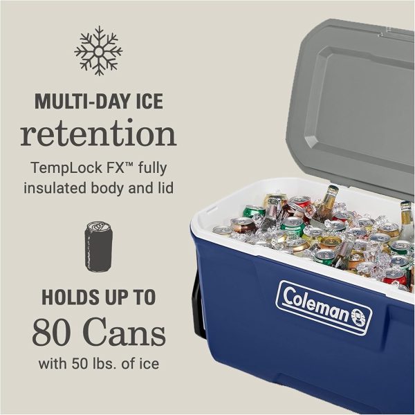 Coleman 316 Series Insulated Portable Cooler with Heavy Duty Wheels, Leak-Proof Wheeled Cooler with 100+ Can Capacity, Keeps Ice for up to 5 Days, Great for Beach, Camping, Tailgating, Sports, & More - Image 2