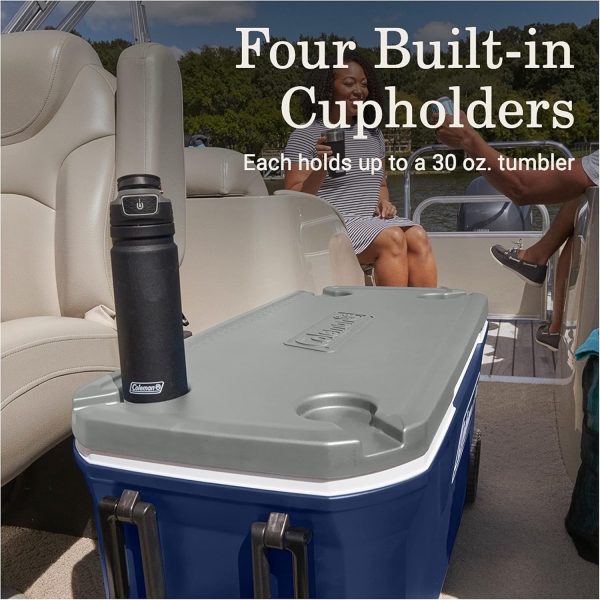 Coleman 316 Series Insulated Portable Cooler with Heavy Duty Wheels, Leak-Proof Wheeled Cooler with 100+ Can Capacity, Keeps Ice for up to 5 Days, Great for Beach, Camping, Tailgating, Sports, & More - Image 5