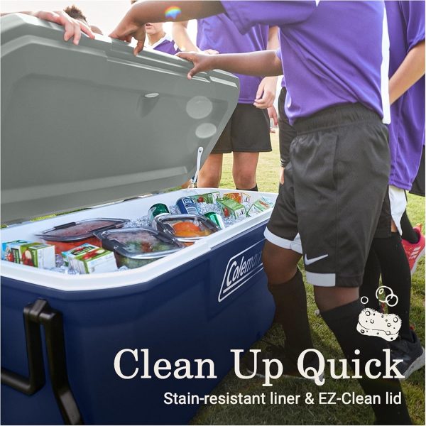 Coleman 316 Series Insulated Portable Cooler with Heavy Duty Wheels, Leak-Proof Wheeled Cooler with 100+ Can Capacity, Keeps Ice for up to 5 Days, Great for Beach, Camping, Tailgating, Sports, & More - Image 7
