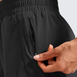 High Waisted Dolphin Athletic Running Shorts for Women 3" High Split Comfy Mesh Liner Gym Workout Track Shorts