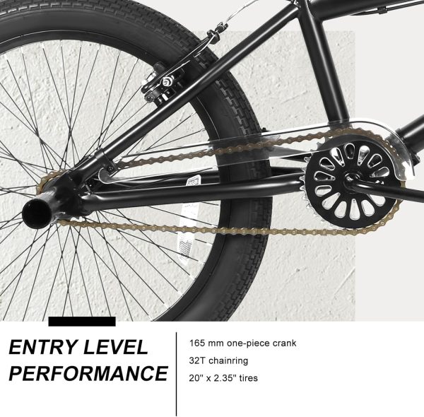 WEIZE Freestyle BMX Bike, 20 inch Trick Bicycle for Kids and Adults Men Women, Hi-Ten Steel Frame, 360 Degree Rotor Freestyle, 4 Pegs Single Speed Teen Bike, Beginner-Level to Advanced Riders - Image 4